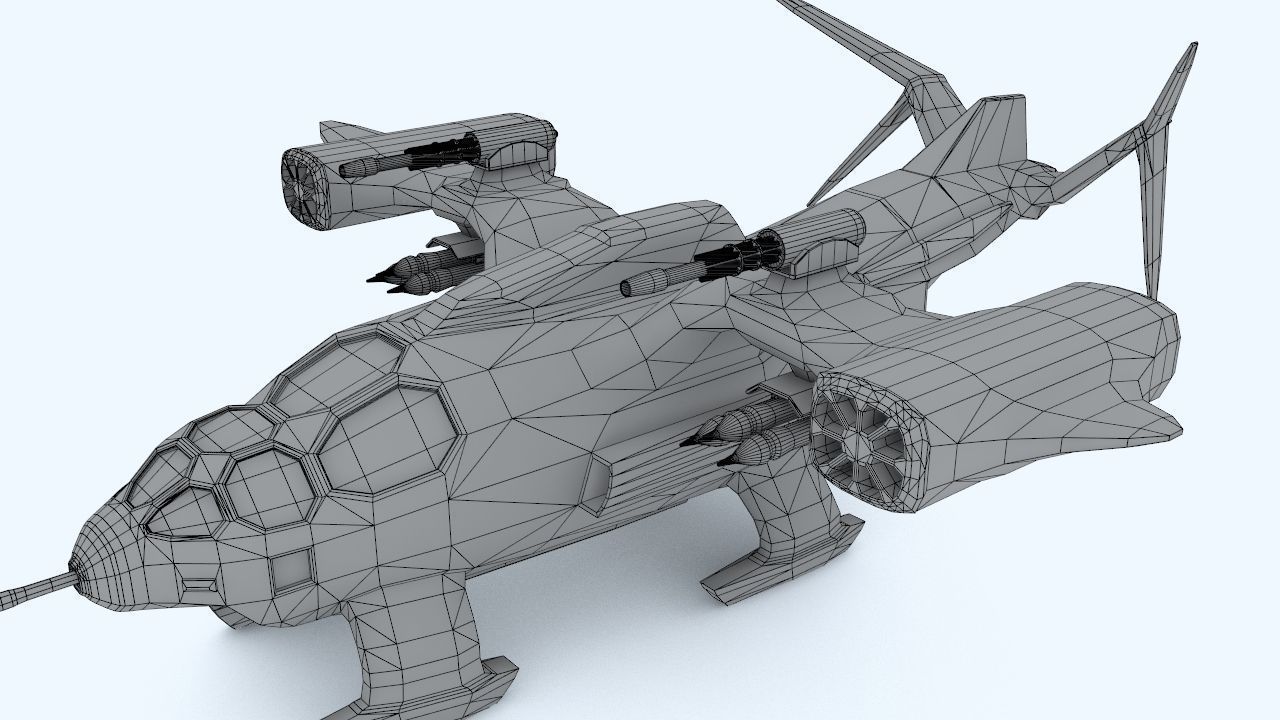 Sci-fi dropship Low-poly 3D model_5