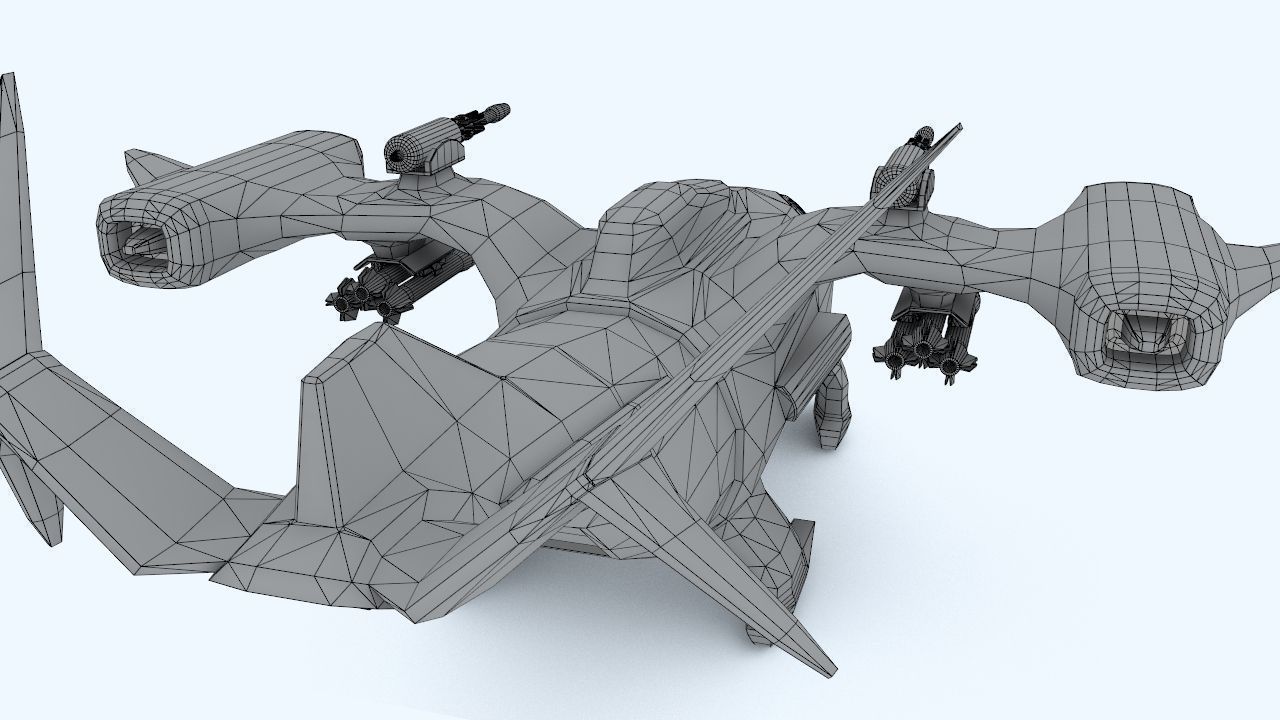 Sci-fi dropship Low-poly 3D model_6