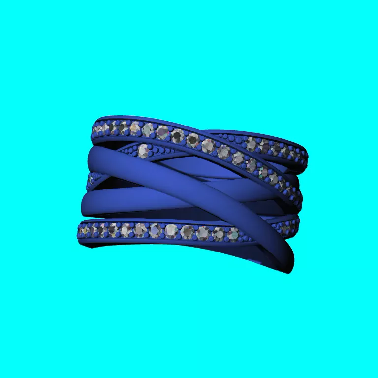 Woven Criss-Cross Multi-Band Channel-Set Ring 3D print model