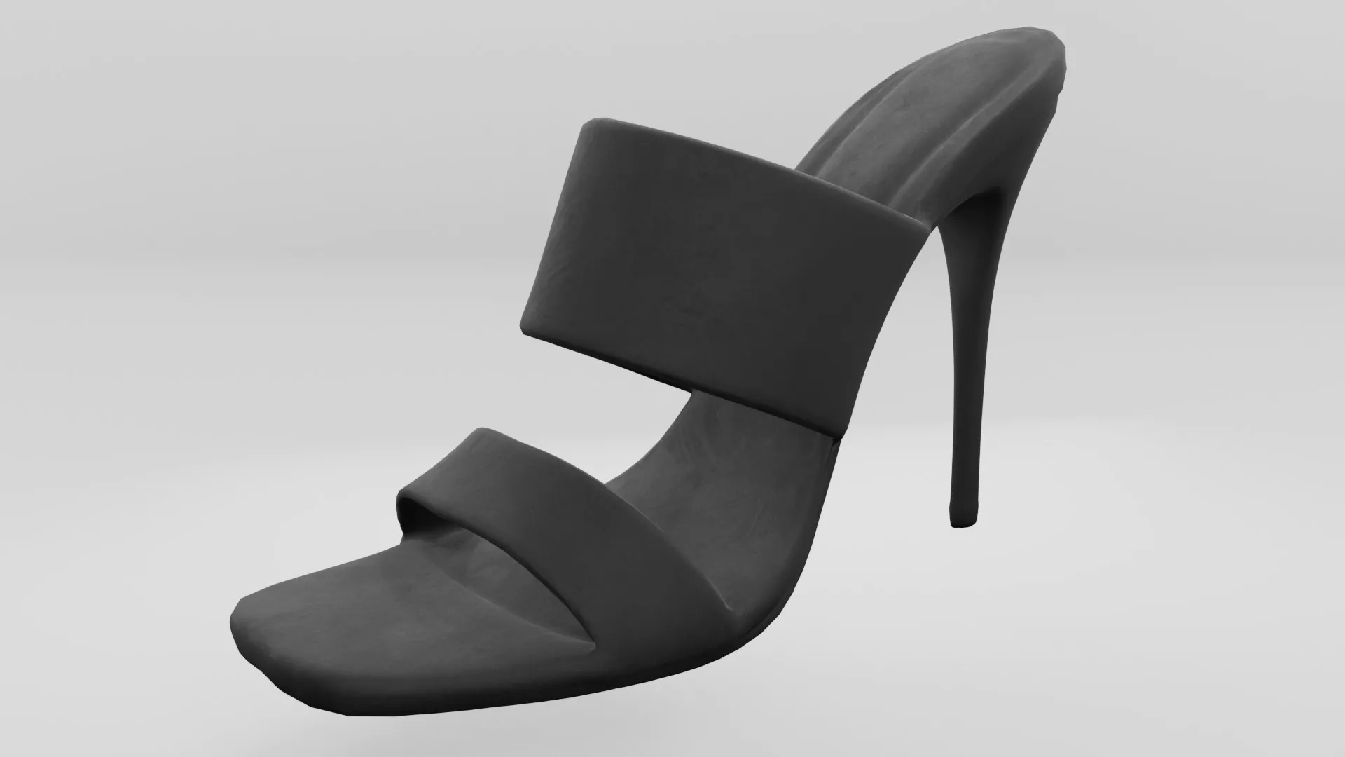 High Heels Mule Sandals Black Low-poly 3D model
