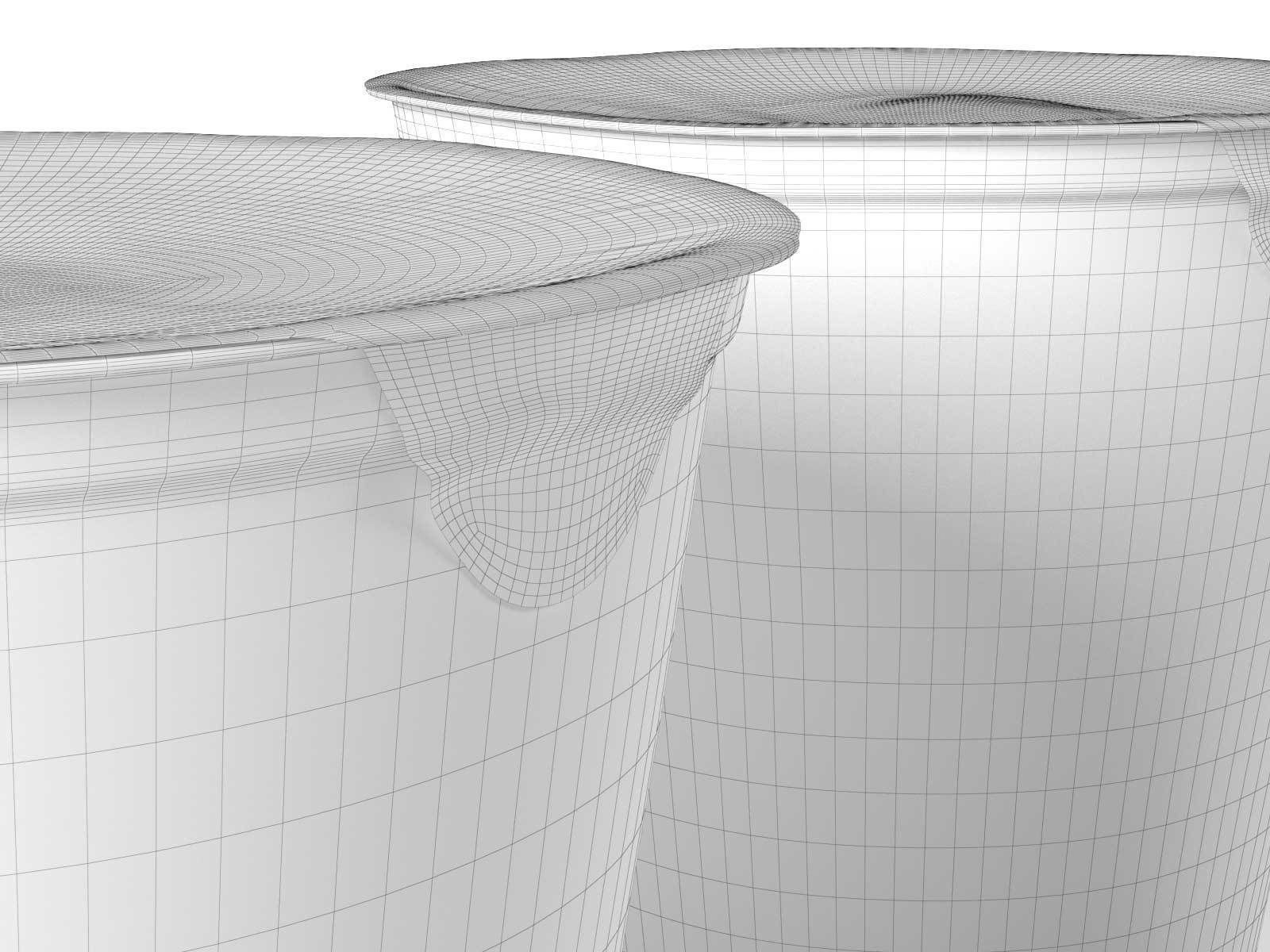 Yogurts three cups of yogurt with different flavors 3D model_2