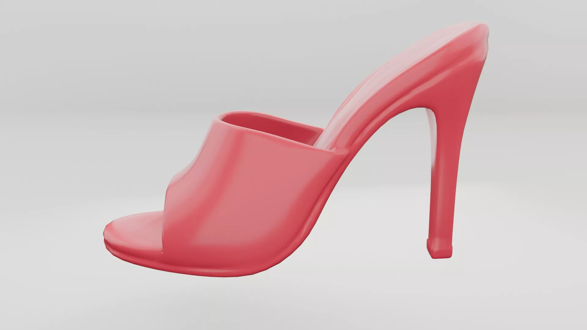 High Heels Mule Sandals Pink Low-poly 3D model