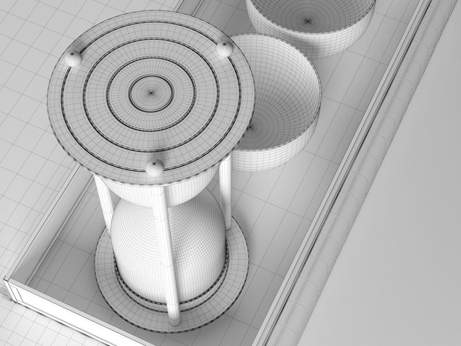 Books with Hourglass and Cups 3D model_2