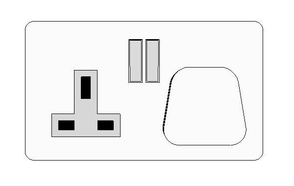 UK double electric socket with plug  Free low-poly 3D model_4