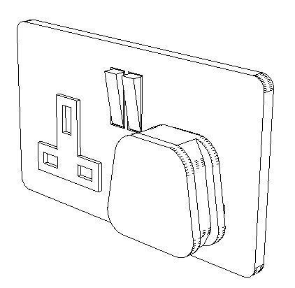 UK double electric socket with plug  Free low-poly 3D model_3