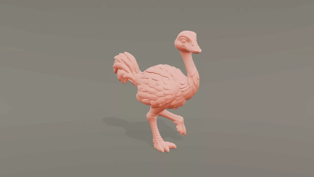 Cartoon Ostrich 3D print model