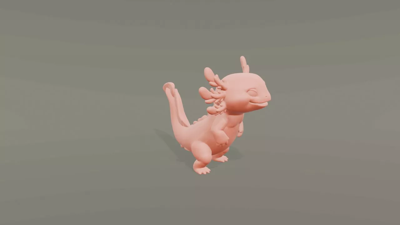 Cartoon Axolotl 3D print model