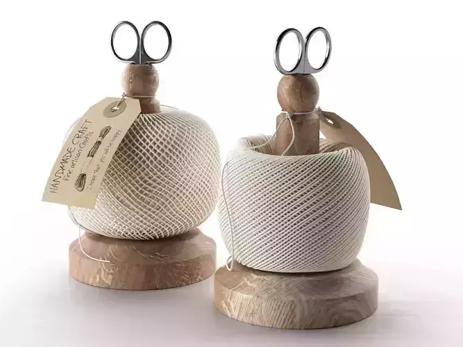 Oak Stand Kitchen Twine with Scissors 3D model