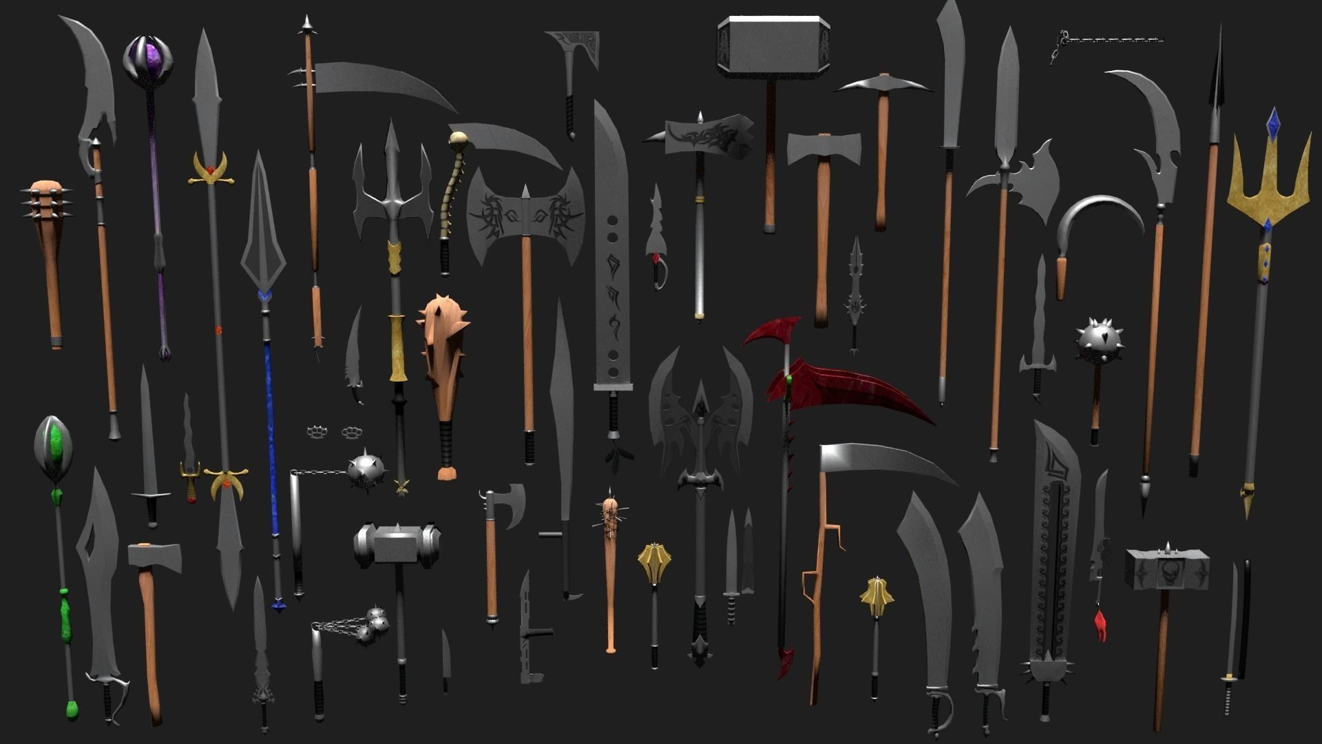 Mega Melee Weapon Pack Low-poly 3D model_0