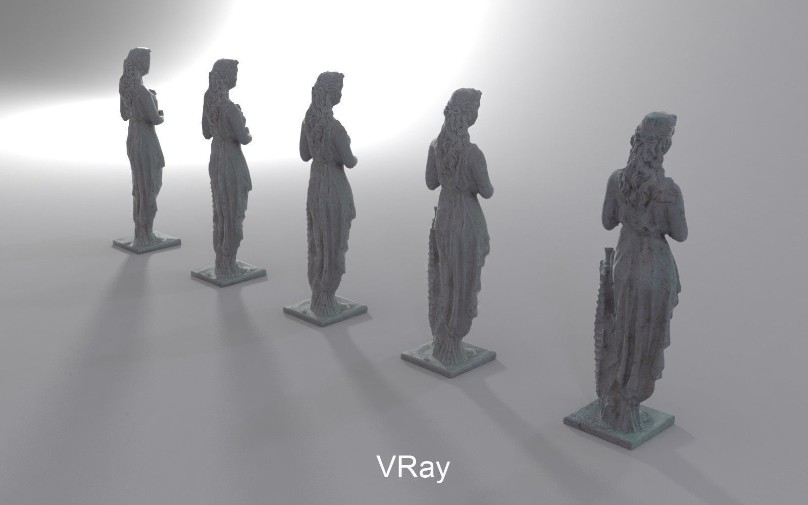 Statue woman Low-poly 3D model_2