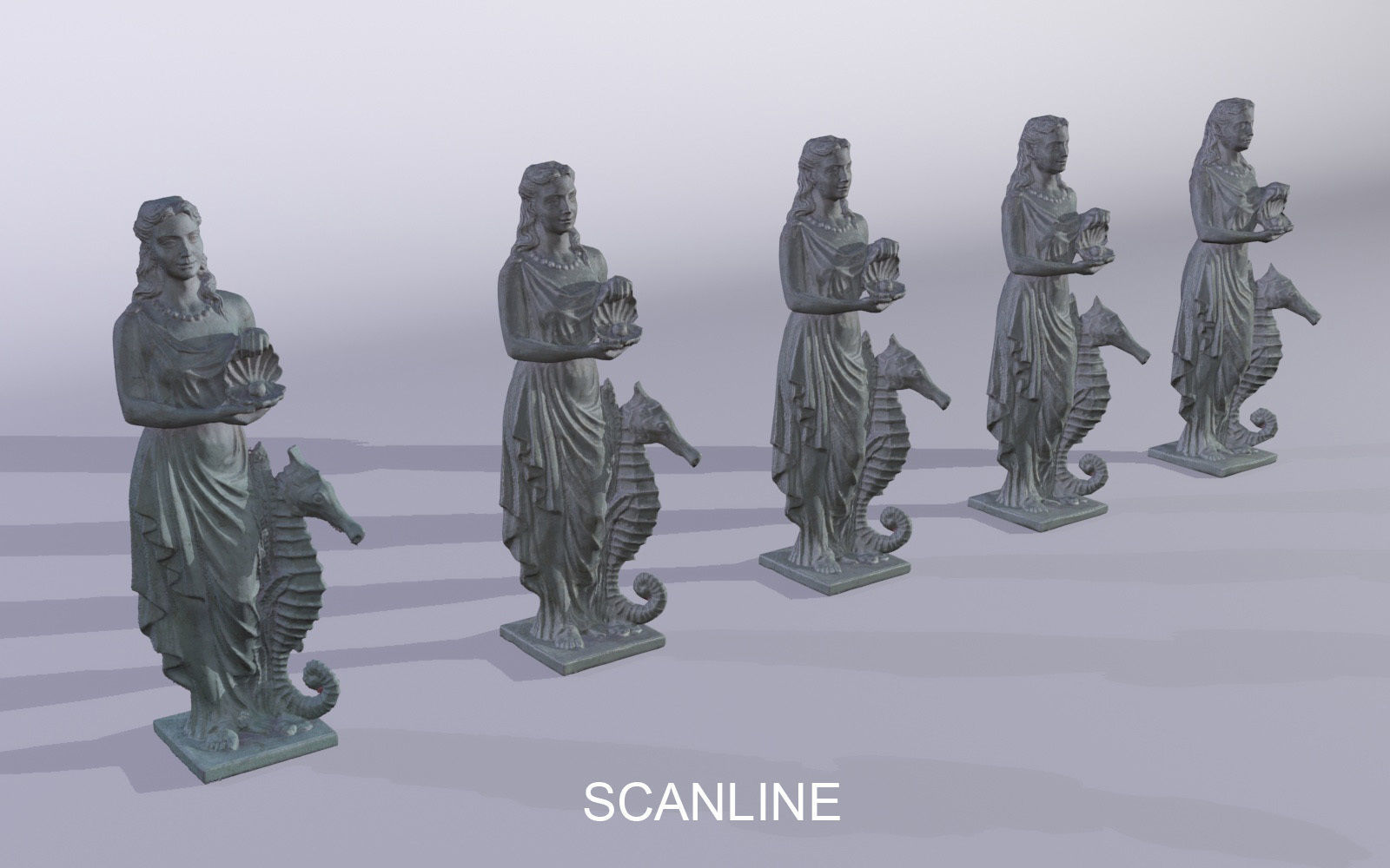 Statue woman Low-poly 3D model_3