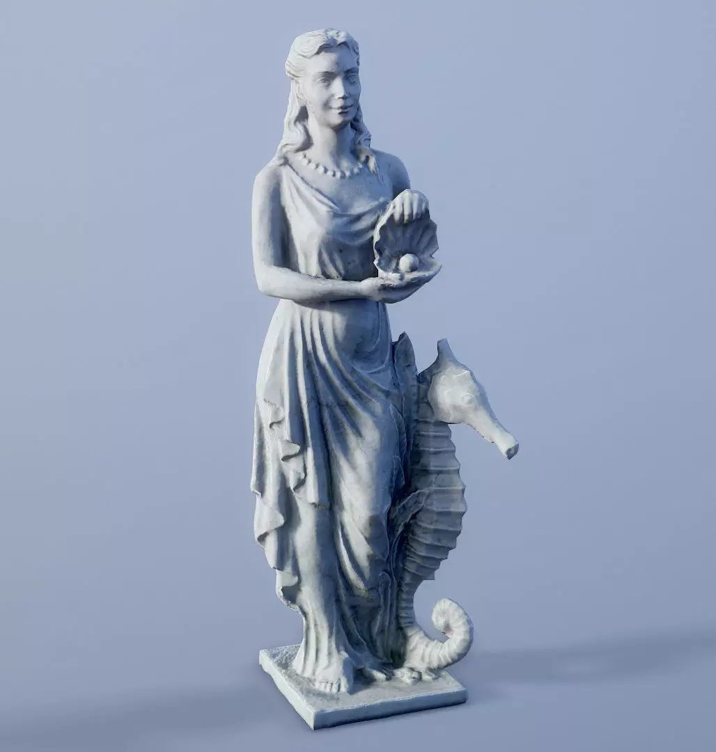 Statue woman Low-poly 3D model_0
