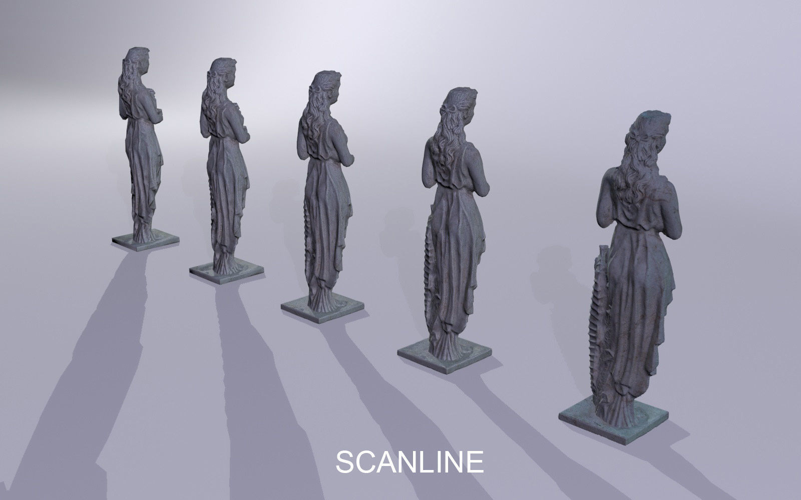 Statue woman Low-poly 3D model_4