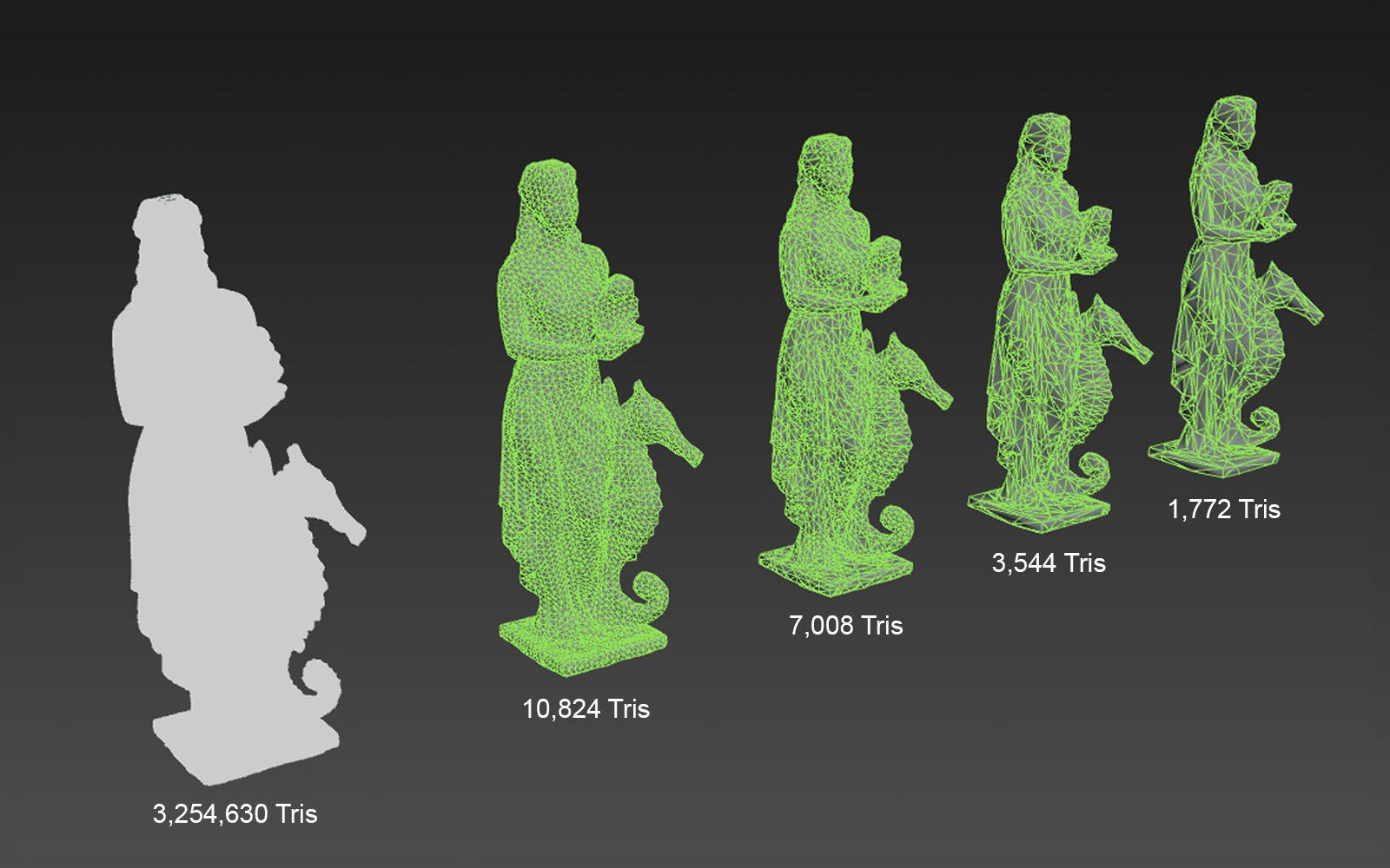 Statue woman Low-poly 3D model_5