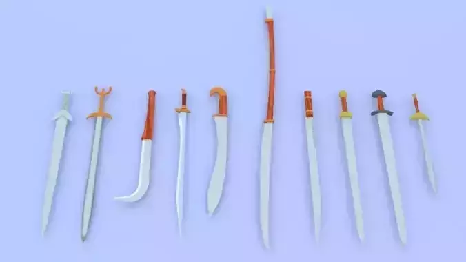 Ancient Sword Collection Low-poly 3D model