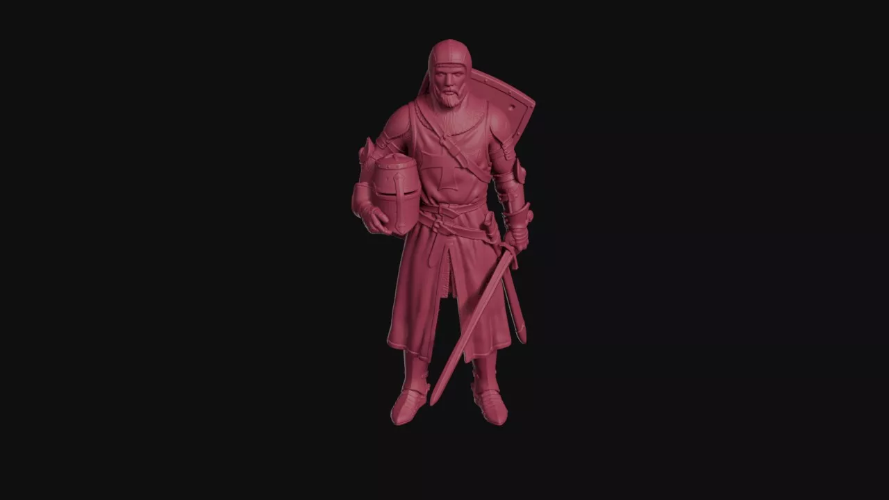 Teutonic Knight with His Great Helm Under One Arm 3D print model