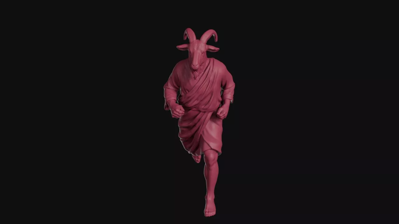Running Man with Goat Head 3D print model