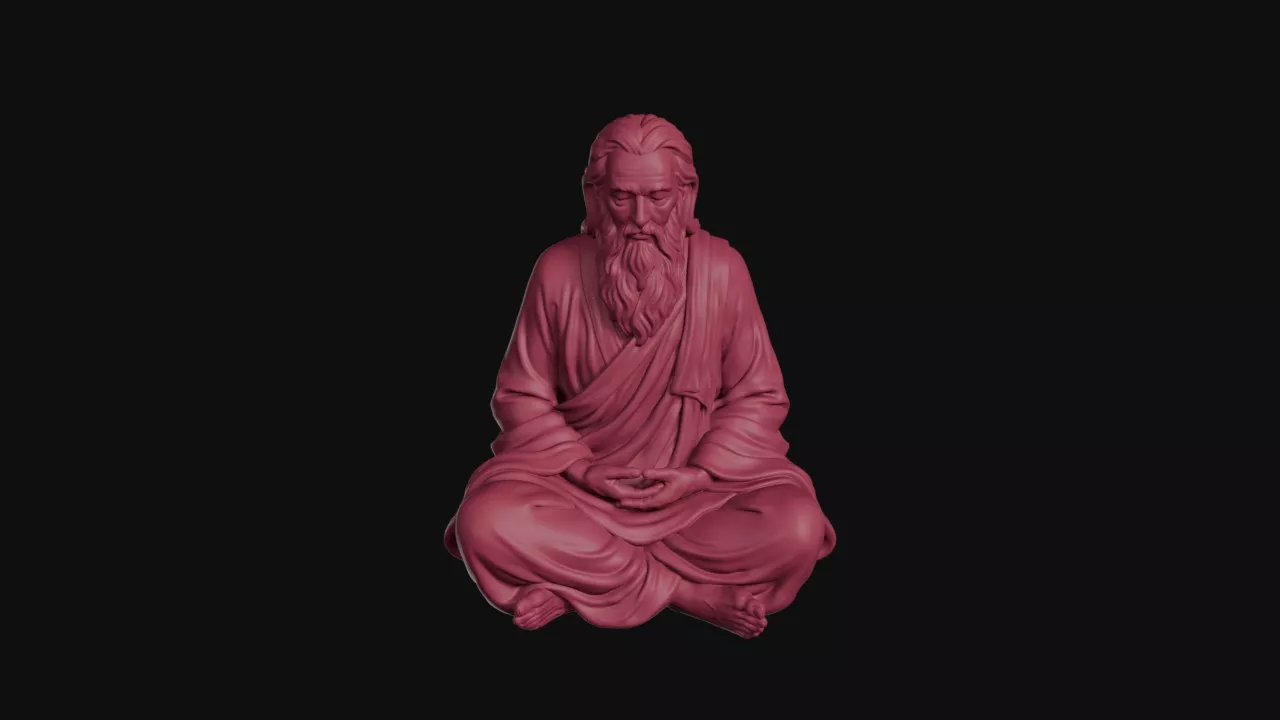 Old Man in Meditation 3D print model
