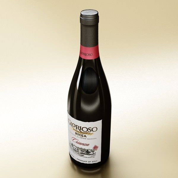 6 Wine Bottles Collection 3D model_42