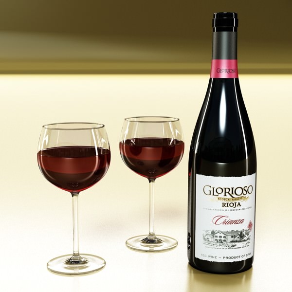 6 Wine Bottles Collection 3D model_48