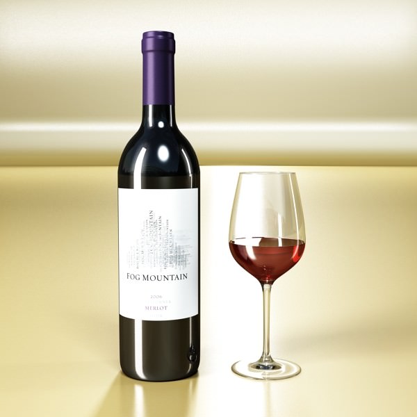 6 Wine Bottles Collection 3D model_31