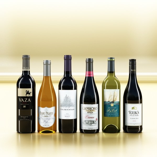 6 Wine Bottles Collection 3D model_2