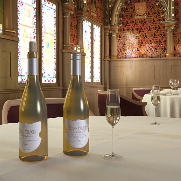 6 Wine Bottles Collection 3D model_17