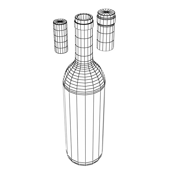 6 Wine Bottles Collection 3D model_41
