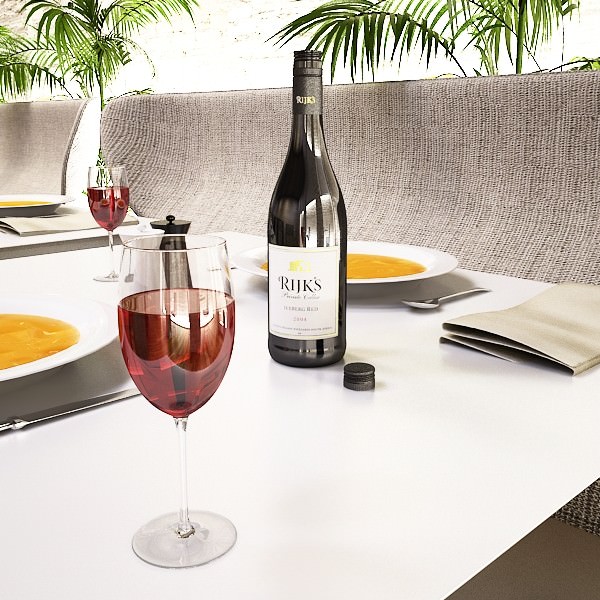 6 Wine Bottles Collection 3D model_60