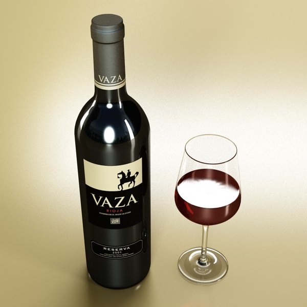 6 Wine Bottles Collection 3D model_66