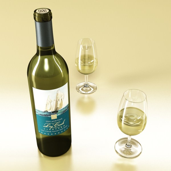 6 Wine Bottles Collection 3D model_22