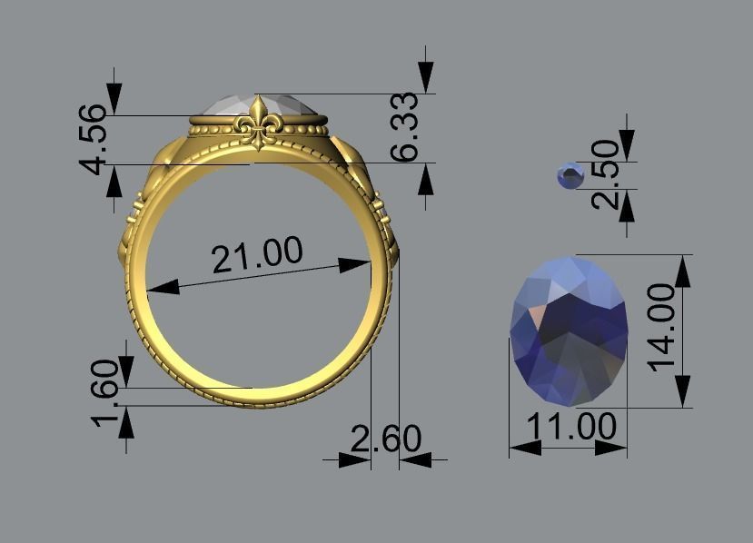 Fler de lis ring - 2 sizes same price 3D print model_2