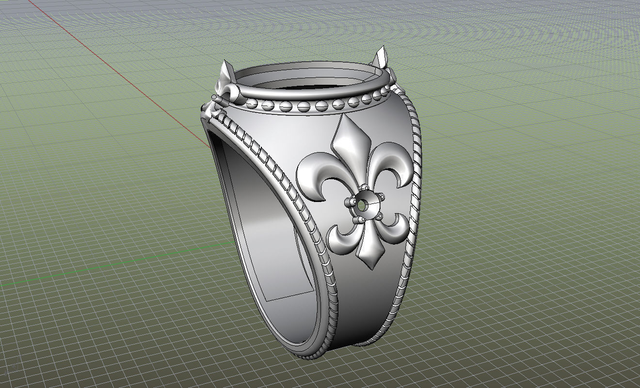 Fler de lis ring - 2 sizes same price 3D print model_6