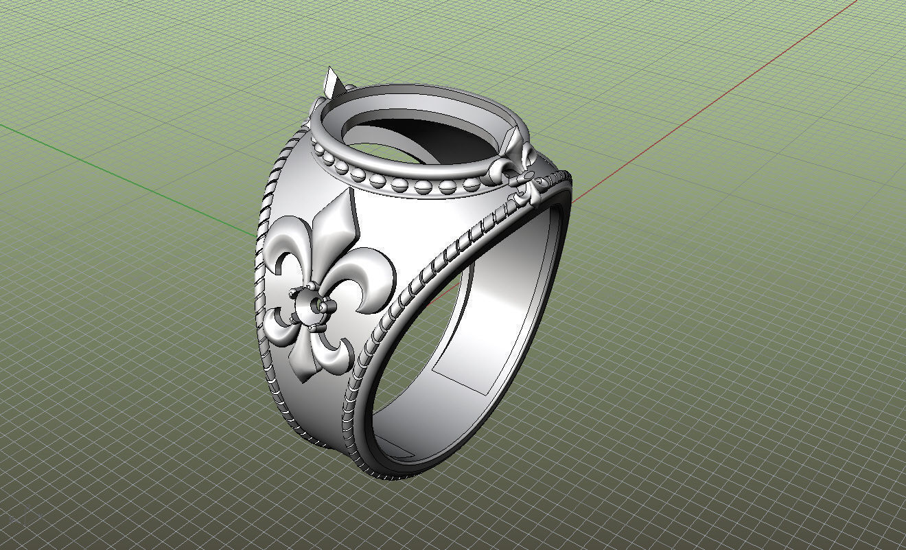 Fler de lis ring - 2 sizes same price 3D print model_4