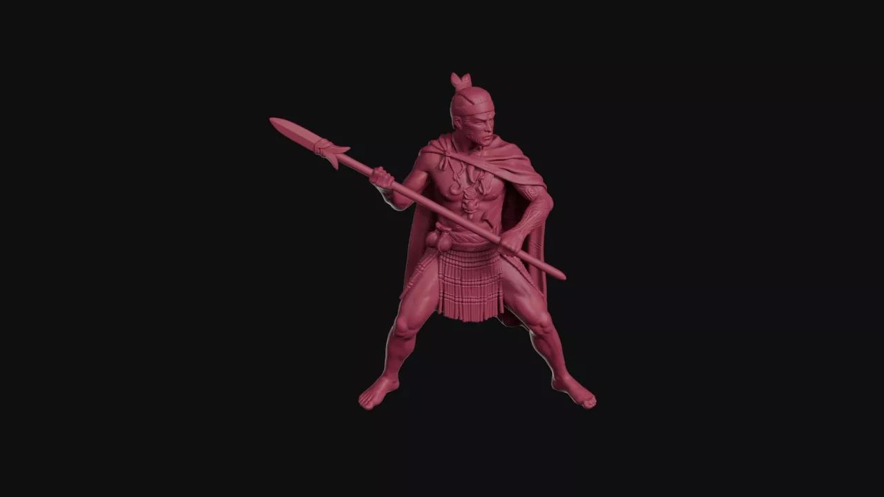 Maori Warrior with Taiaha in Wide Stance 3D print model