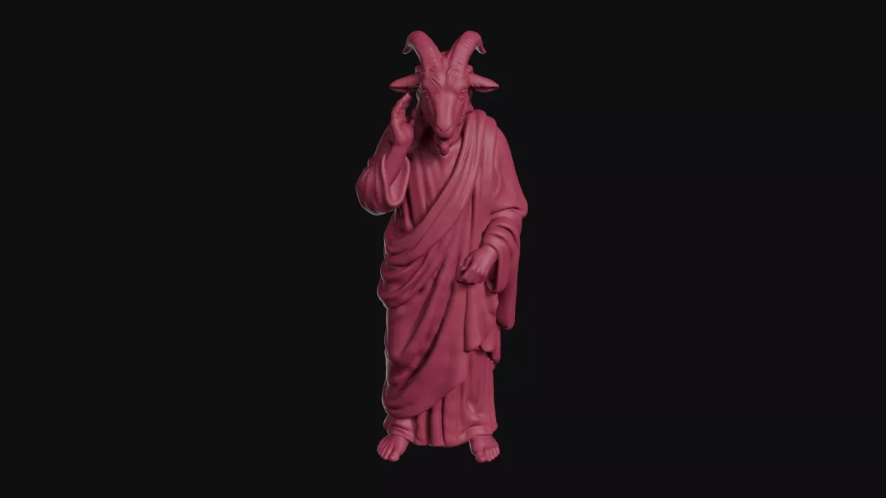 Listening Man with Goat Head 3D print model