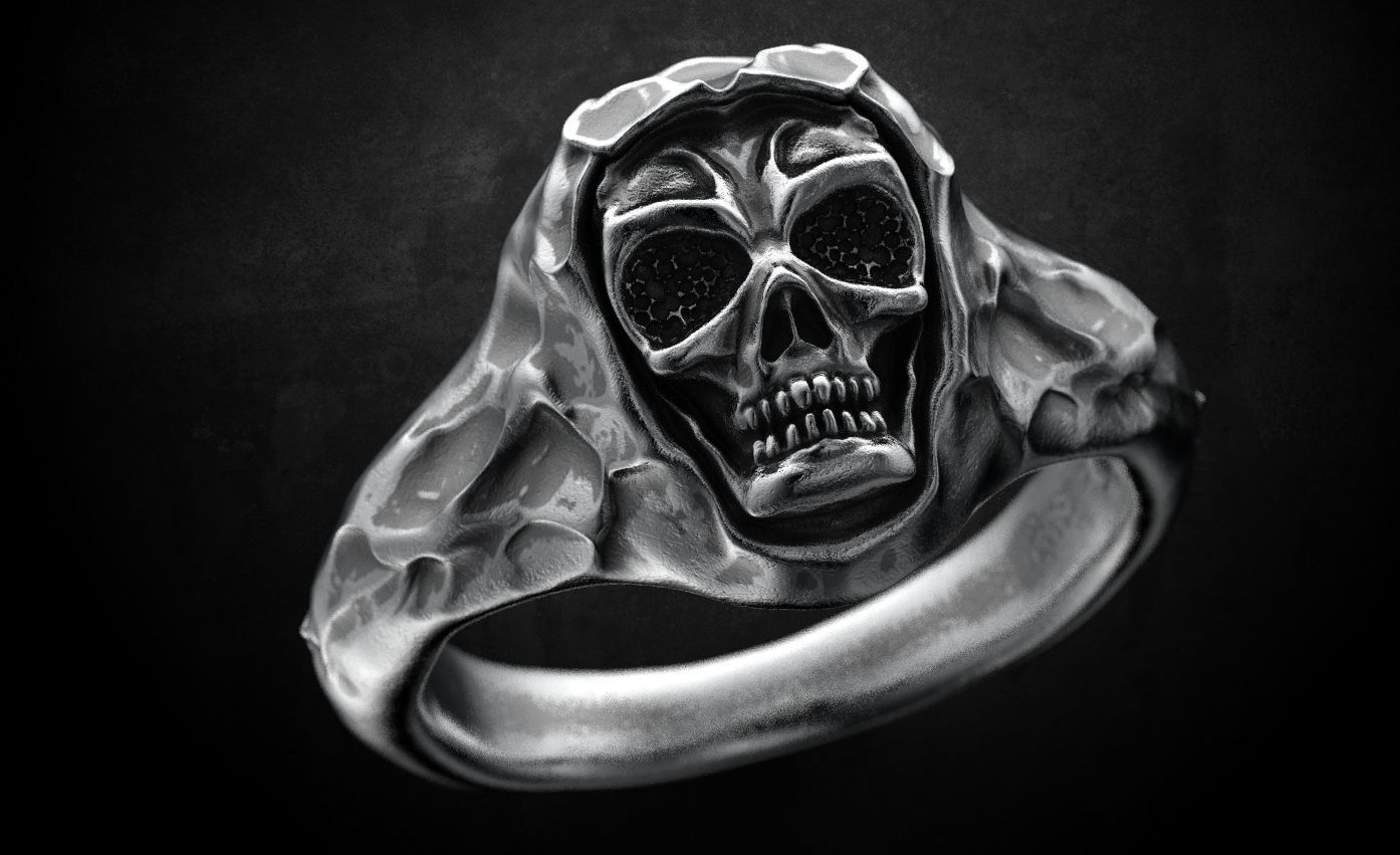 Ring for skull for bikers 63 3D print model_4
