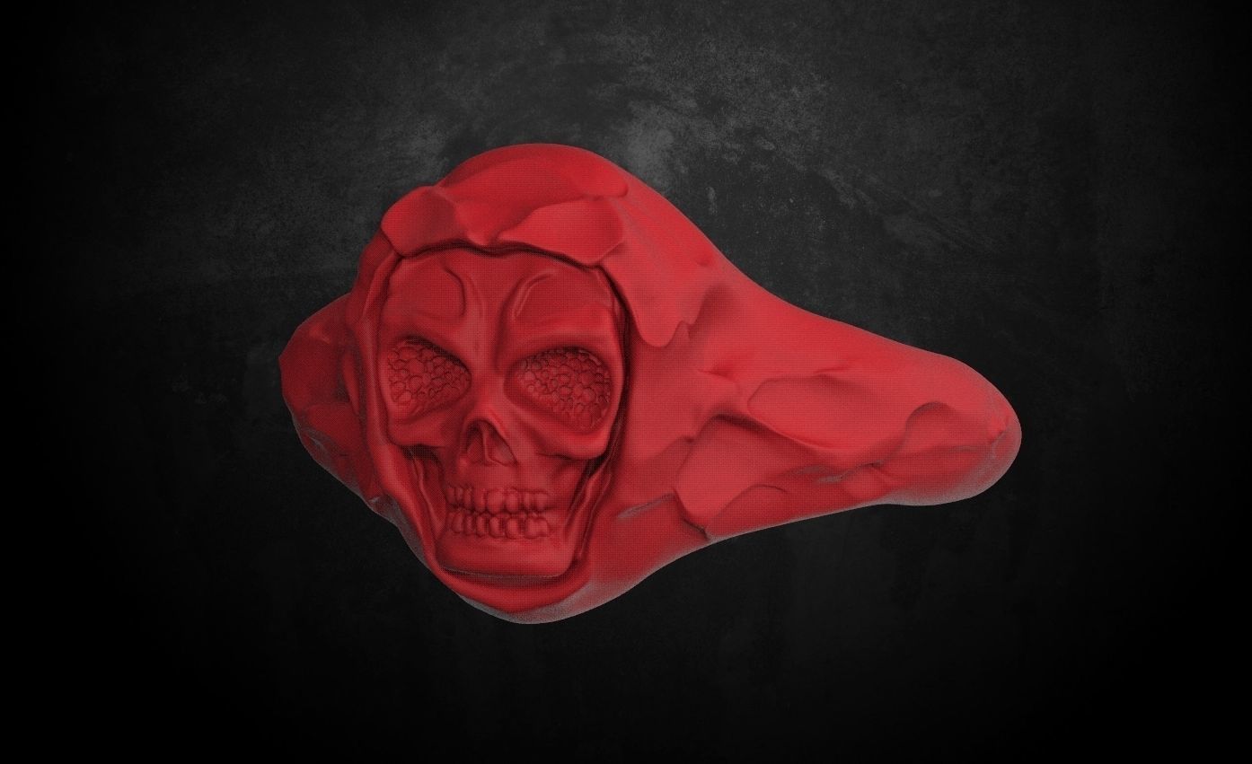 Ring for skull for bikers 63 3D print model_10