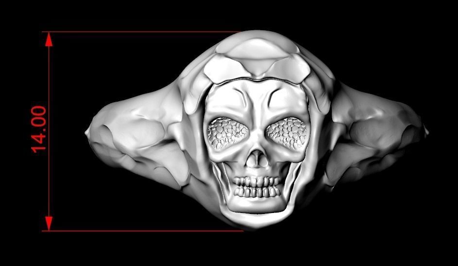 Ring for skull for bikers 63 3D print model_14