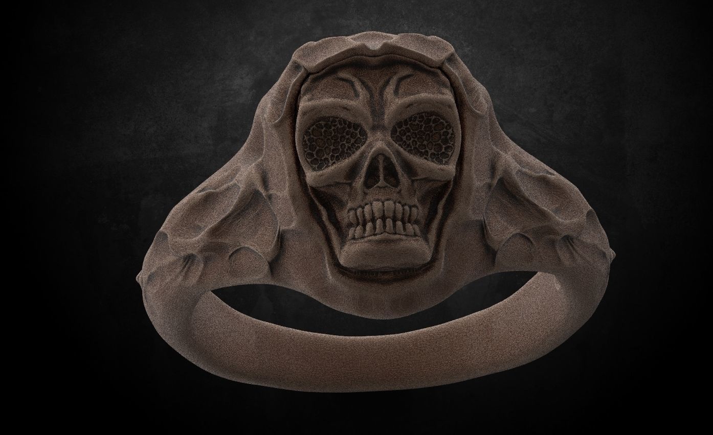 Ring for skull for bikers 63 3D print model_8