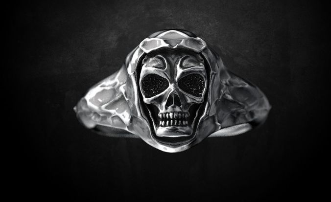 Ring for skull for bikers  63 3D print model