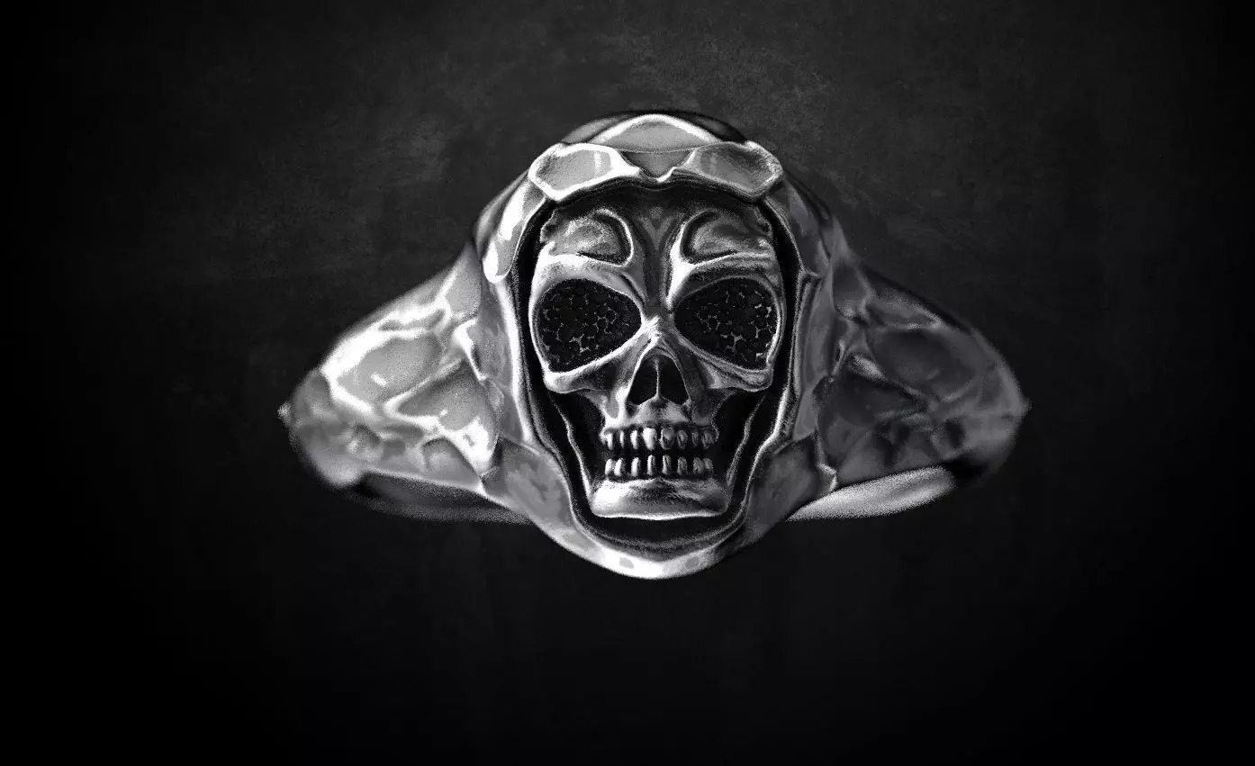 Ring for skull for bikers 63 3D print model_0