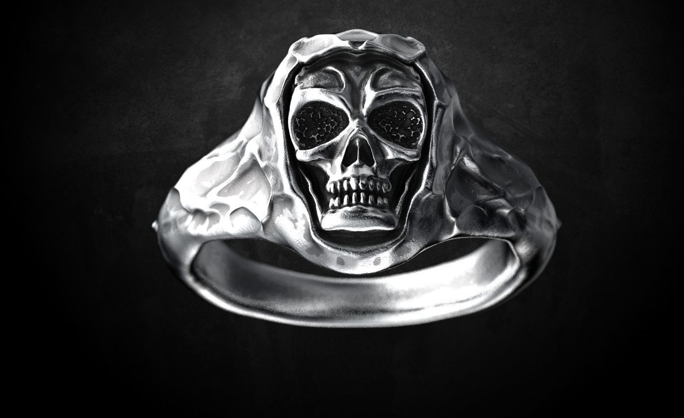 Ring for skull for bikers 63 3D print model_2