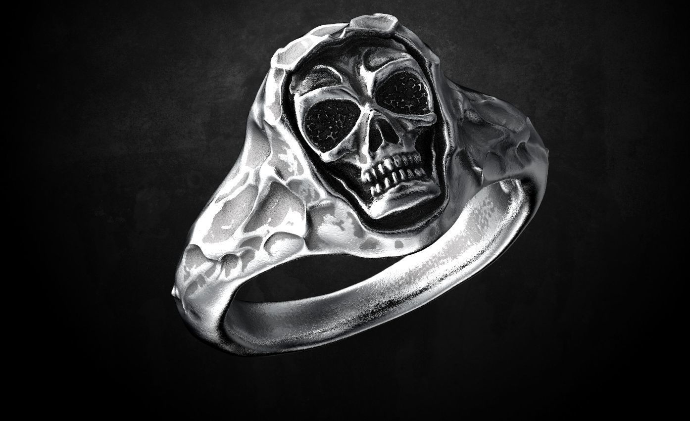 Ring for skull for bikers 63 3D print model_3