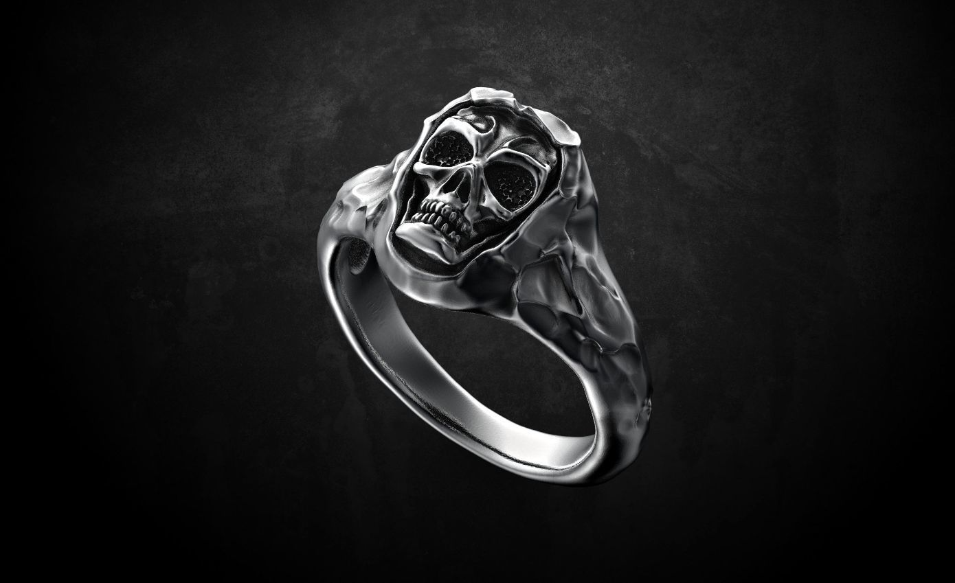 Ring for skull for bikers 63 3D print model_5