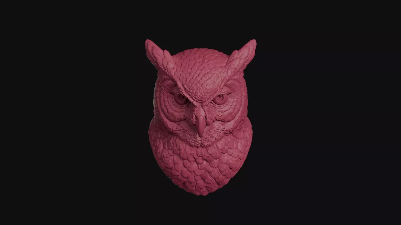 Great Horned Owl Head Bust 3D print model