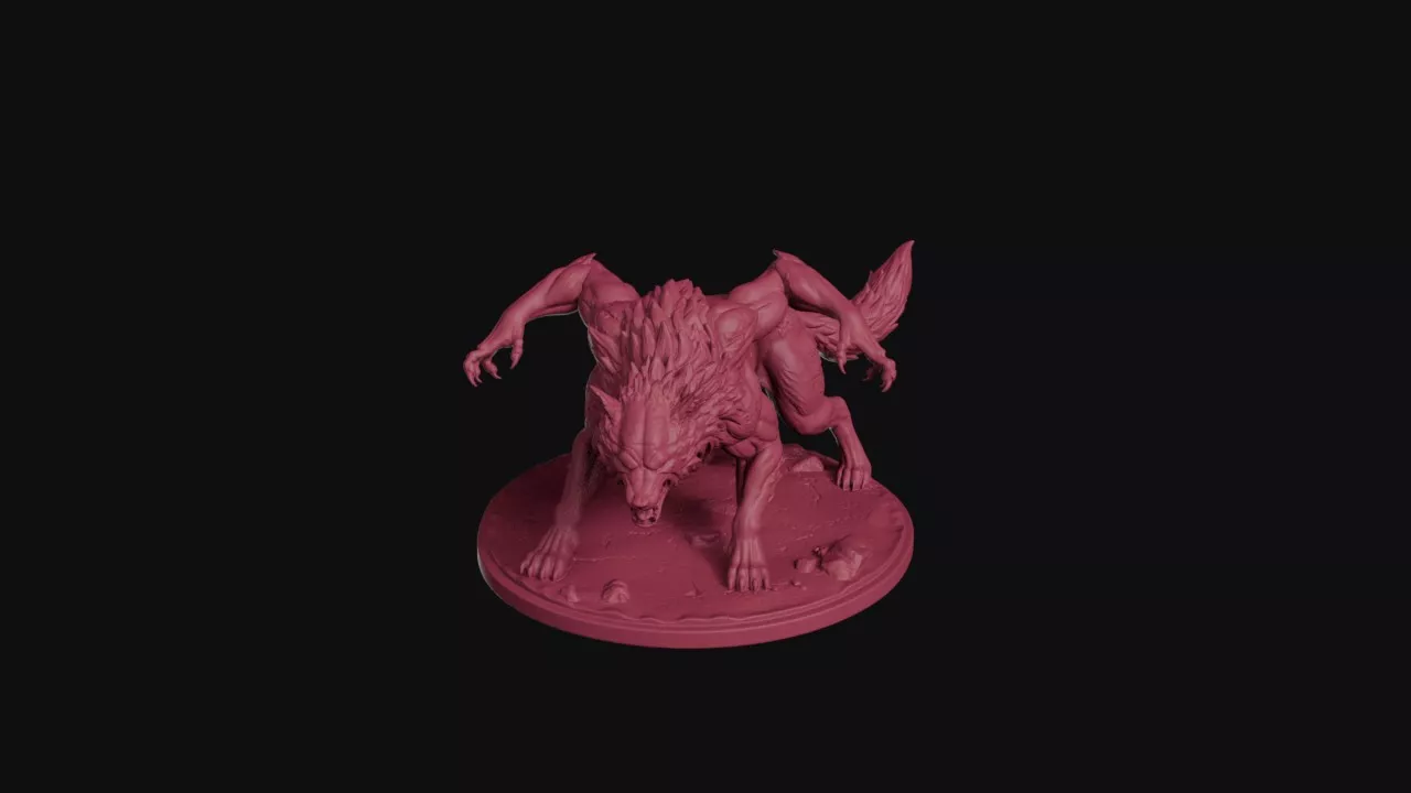 Four-Armed Wolf Monster Miniature 3D print model