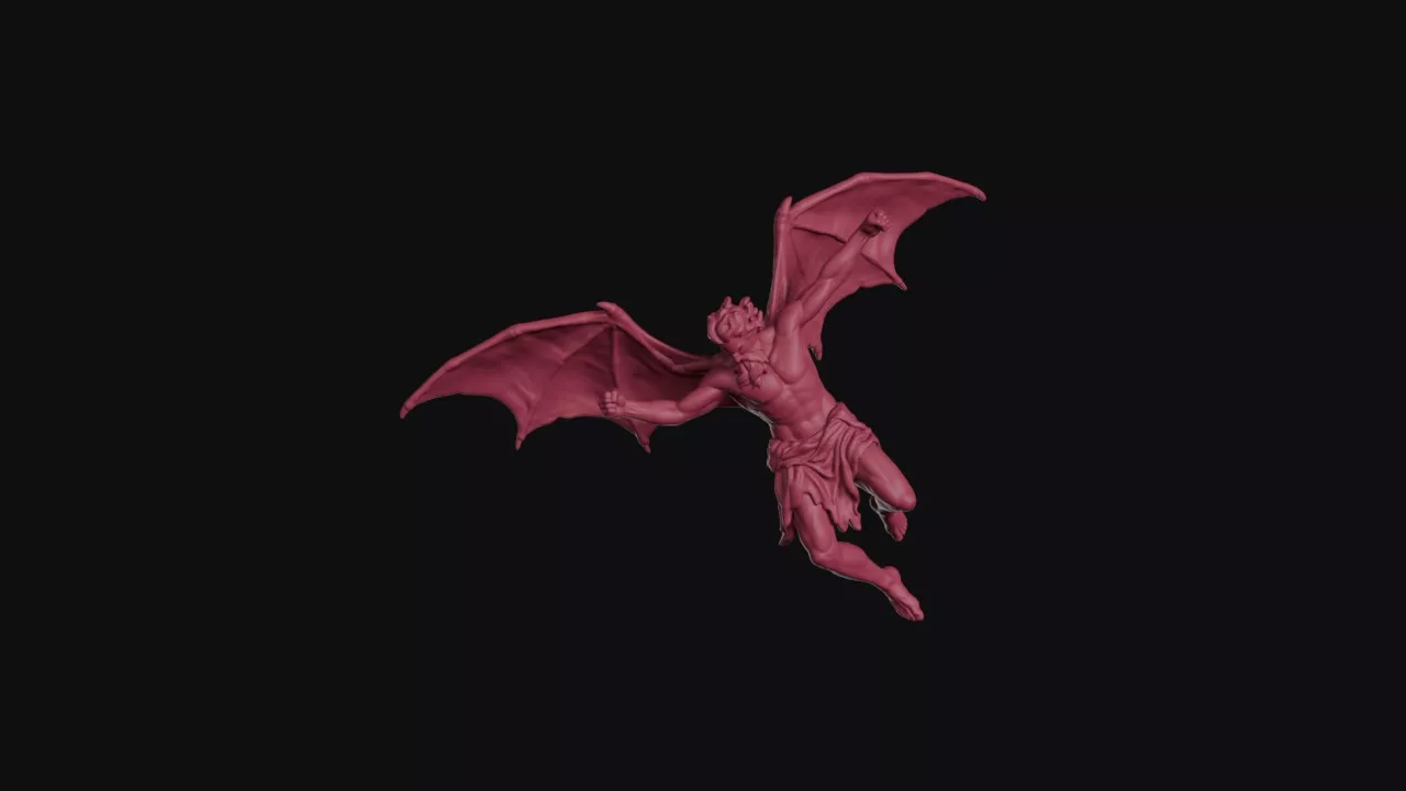 Falling Satan Statue 3D print model