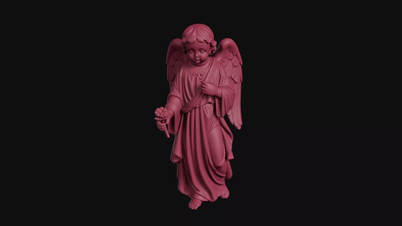 Cupid With Flower Angel Statue 3D print model