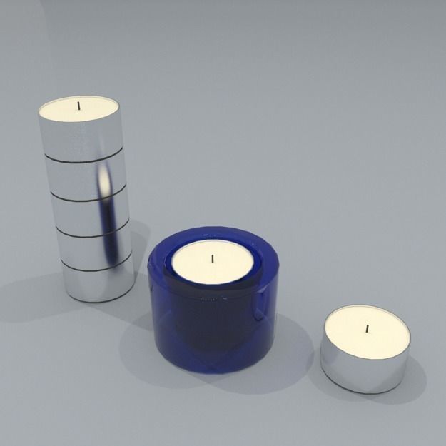 tealights and tealight holder Low-poly 3D model_0